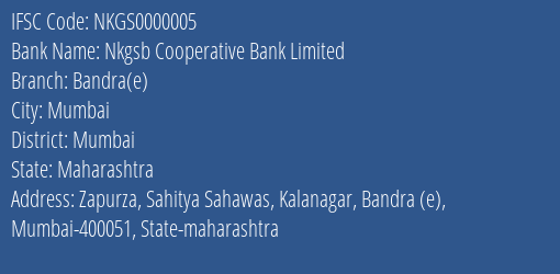 Nkgsb Cooperative Bank Limited Bandra E Branch IFSC Code