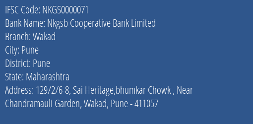 Nkgsb Cooperative Bank Limited Wakad Branch IFSC Code