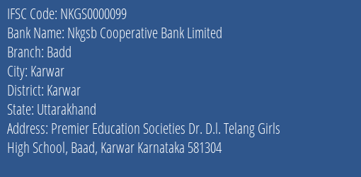 Nkgsb Cooperative Bank Limited Badd Branch IFSC Code