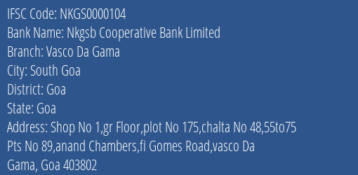Nkgsb Cooperative Bank Limited Vasco Da Gama Branch IFSC Code