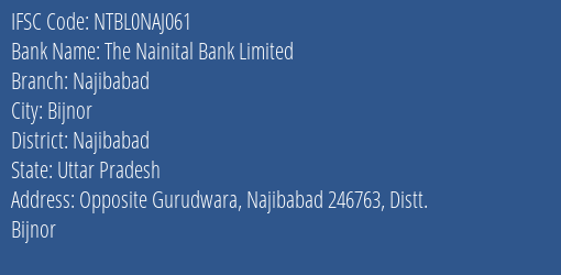 The Nainital Bank Limited Najibabad Branch IFSC Code