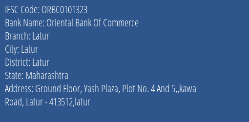 Oriental Bank Of Commerce Latur Branch, Branch Code 101323 & IFSC Code ORBC0101323