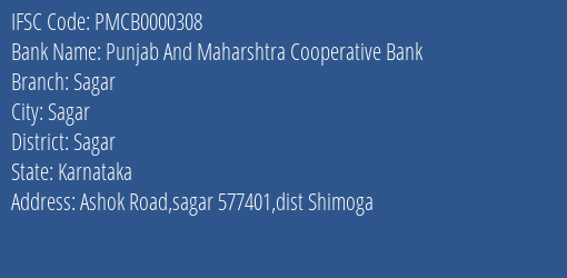Punjab And Maharshtra Cooperative Bank Sagar Branch, Branch Code 000308 & IFSC Code PMCB0000308