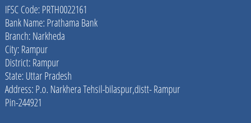 Prathama Bank Narkheda Branch Rampur IFSC Code PRTH0022161