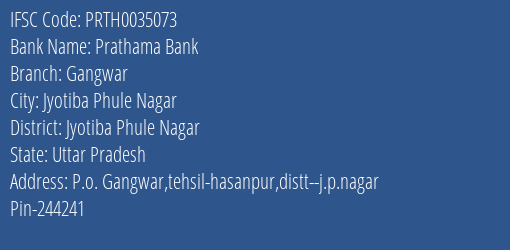 Prathama Bank Gangwar Branch Jyotiba Phule Nagar IFSC Code PRTH0035073