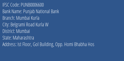 Punjab National Bank Mumbai Kurla Branch IFSC Code