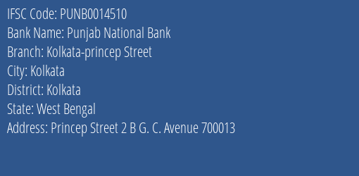 Punjab National Bank Kolkata Princep Street Branch IFSC Code
