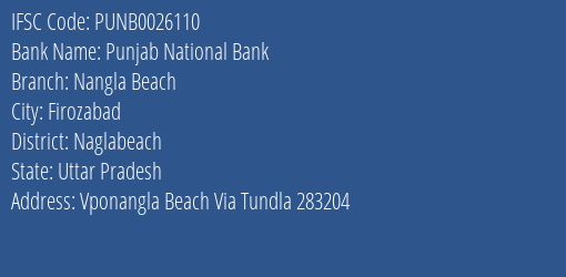 Punjab National Bank Nangla Beach Branch Naglabeach IFSC Code PUNB0026110