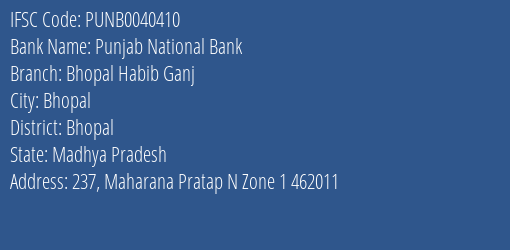 Punjab National Bank Bhopal Habib Ganj Branch IFSC Code