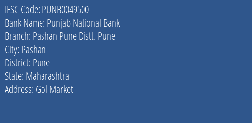 Punjab National Bank Pashan Pune Distt. Pune Branch IFSC Code
