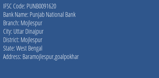 Punjab National Bank Mojlespur Branch Mojlespur IFSC Code PUNB0091620