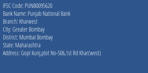 Punjab National Bank Kharwest Branch IFSC Code