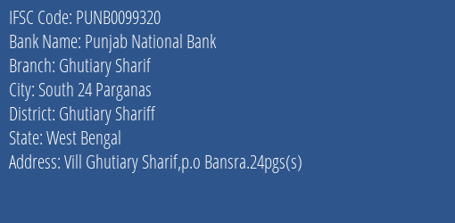 Punjab National Bank Ghutiary Sharif Branch Ghutiary Shariff IFSC Code PUNB0099320