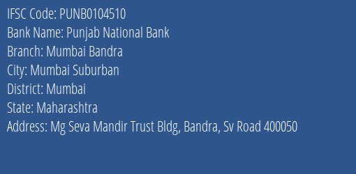 Punjab National Bank Mumbai Bandra Branch IFSC Code