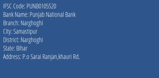 Punjab National Bank Narghoghi Branch Narghoghi IFSC Code PUNB0105520
