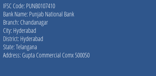 Punjab National Bank Chandanagar Branch, Branch Code 107410 & IFSC Code PUNB0107410