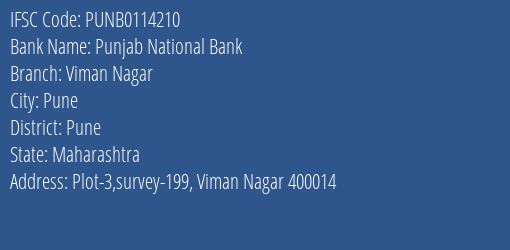 Punjab National Bank Viman Nagar Branch IFSC Code