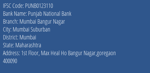 Punjab National Bank Mumbai Bangur Nagar Branch IFSC Code