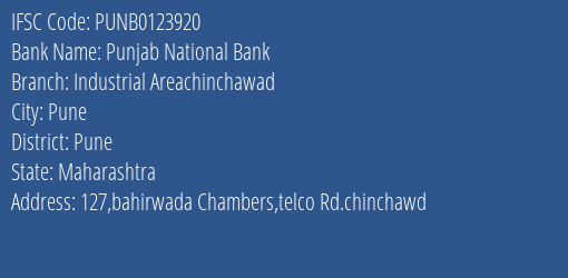 Punjab National Bank Industrial Areachinchawad Branch Pune IFSC Code PUNB0123920