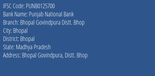 Punjab National Bank Bhopal Govindpura Distt. Bhop Branch IFSC Code