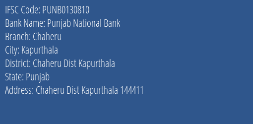 Punjab National Bank Chaheru Branch Chaheru Dist Kapurthala IFSC Code PUNB0130810