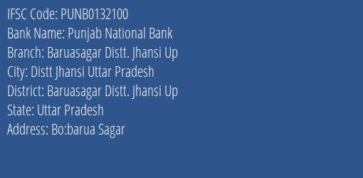 Punjab National Bank Baruasagar Distt. Jhansi Up Branch, Branch Code 132100 & IFSC Code Punb0132100