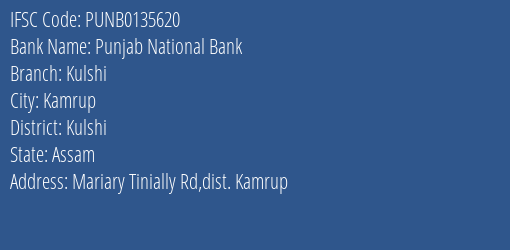 Punjab National Bank Kulshi Branch Kulshi IFSC Code PUNB0135620
