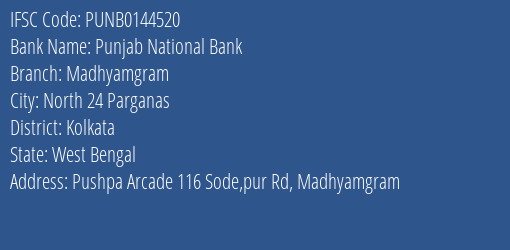 Punjab National Bank Madhyamgram Branch IFSC Code
