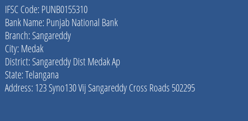 Punjab National Bank Sangareddy Branch IFSC Code