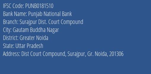 Punjab National Bank Surajpur Dist. Court Compound Branch IFSC Code