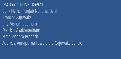 Punjab National Bank Gajuwaka Branch IFSC Code