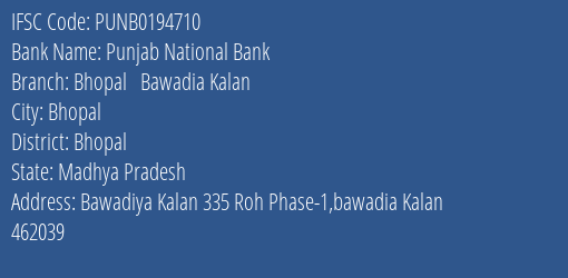 Punjab National Bank Bhopal Bawadia Kalan Branch IFSC Code