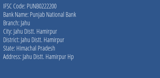 Punjab National Bank Jahu Branch IFSC Code