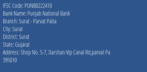 Punjab National Bank Surat Parvat Patia Branch IFSC Code