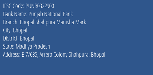 Punjab National Bank Bhopal Shahpura Manisha Mark Branch IFSC Code