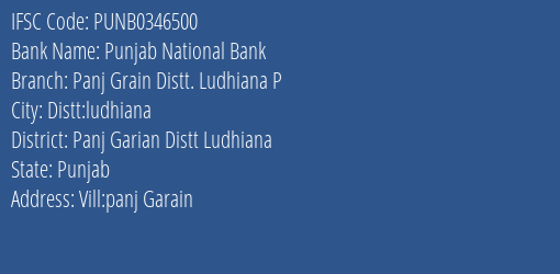 Punjab National Bank Panj Grain Distt. Ludhiana P Branch IFSC Code
