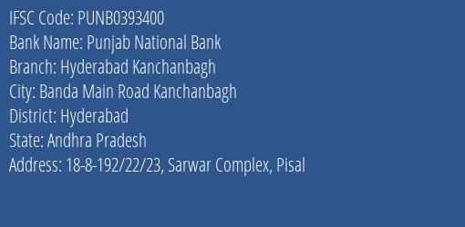 Punjab National Bank Hyderabad Kanchanbagh Branch IFSC Code