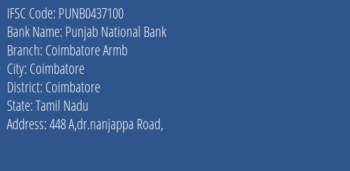 Punjab National Bank Coimbatore Armb Branch IFSC Code