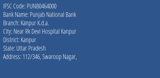 Punjab National Bank Kanpur K.d.a. Branch IFSC Code