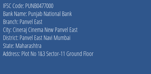 Punjab National Bank Panvel East Branch IFSC Code