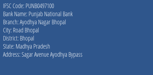 Punjab National Bank Ayodhya Nagar Bhopal Branch IFSC Code