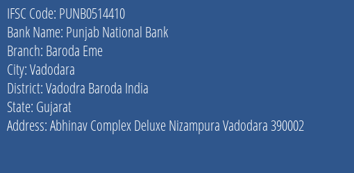 Punjab National Bank Baroda Eme Branch IFSC Code