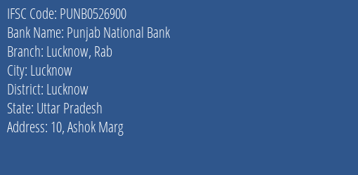 Punjab National Bank Lucknow Rab Branch Lucknow IFSC Code PUNB0526900
