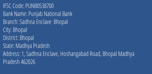 Punjab National Bank Sadhna Enclave Bhopal Branch IFSC Code