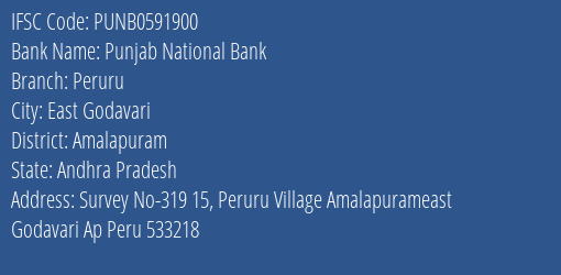 Punjab National Bank Peruru Branch Amalapuram IFSC Code PUNB0591900