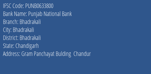 Punjab National Bank Bhadrakali Branch Bhadrakali IFSC Code PUNB0633800