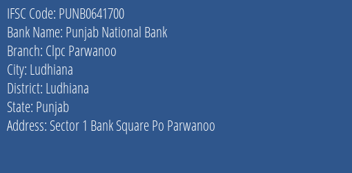 Punjab National Bank Clpc Parwanoo Branch IFSC Code