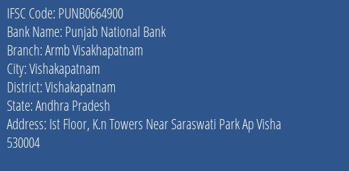Punjab National Bank Armb Visakhapatnam Branch IFSC Code