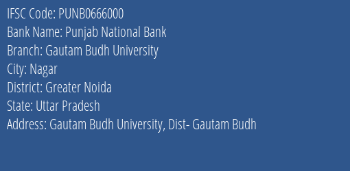 Punjab National Bank Gautam Budh University Branch IFSC Code