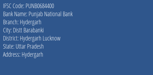 Punjab National Bank Hydergarh Branch Hydergarh Lucknow IFSC Code PUNB0684400